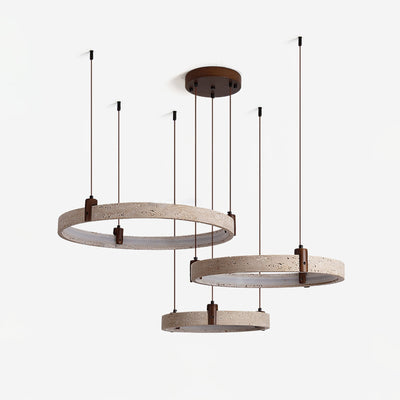 Celestial Orbit Travertine Ring Chandelier