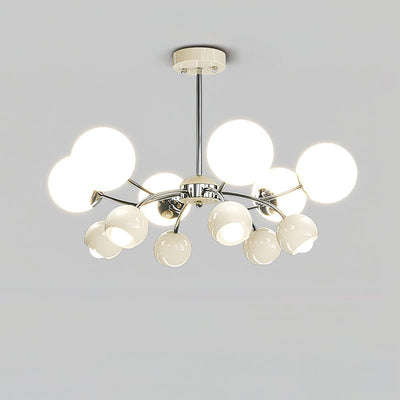 Noxiren Chandelier Chrome Red Cream Globe
