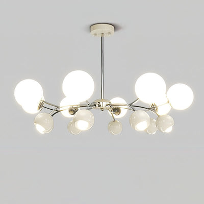 Noxiren Chandelier Chrome Red Cream Globe