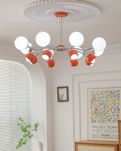 Noxiren Chandelier Chrome Red Cream Globe