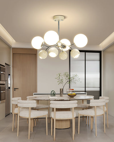 Noxiren Chandelier Chrome Red Cream Globe