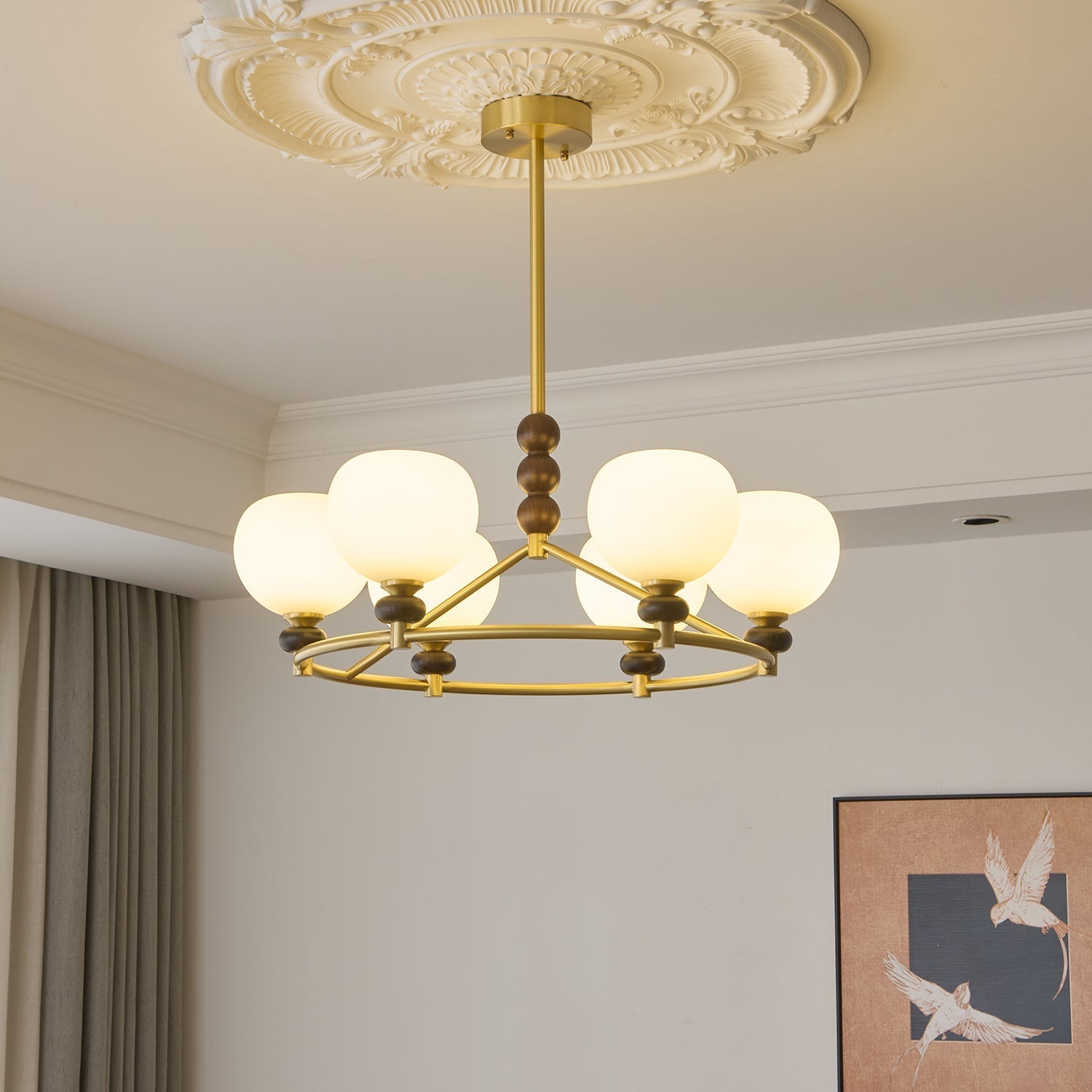 Nydoriel Premium Nordic Art Brass Wood Chandelier