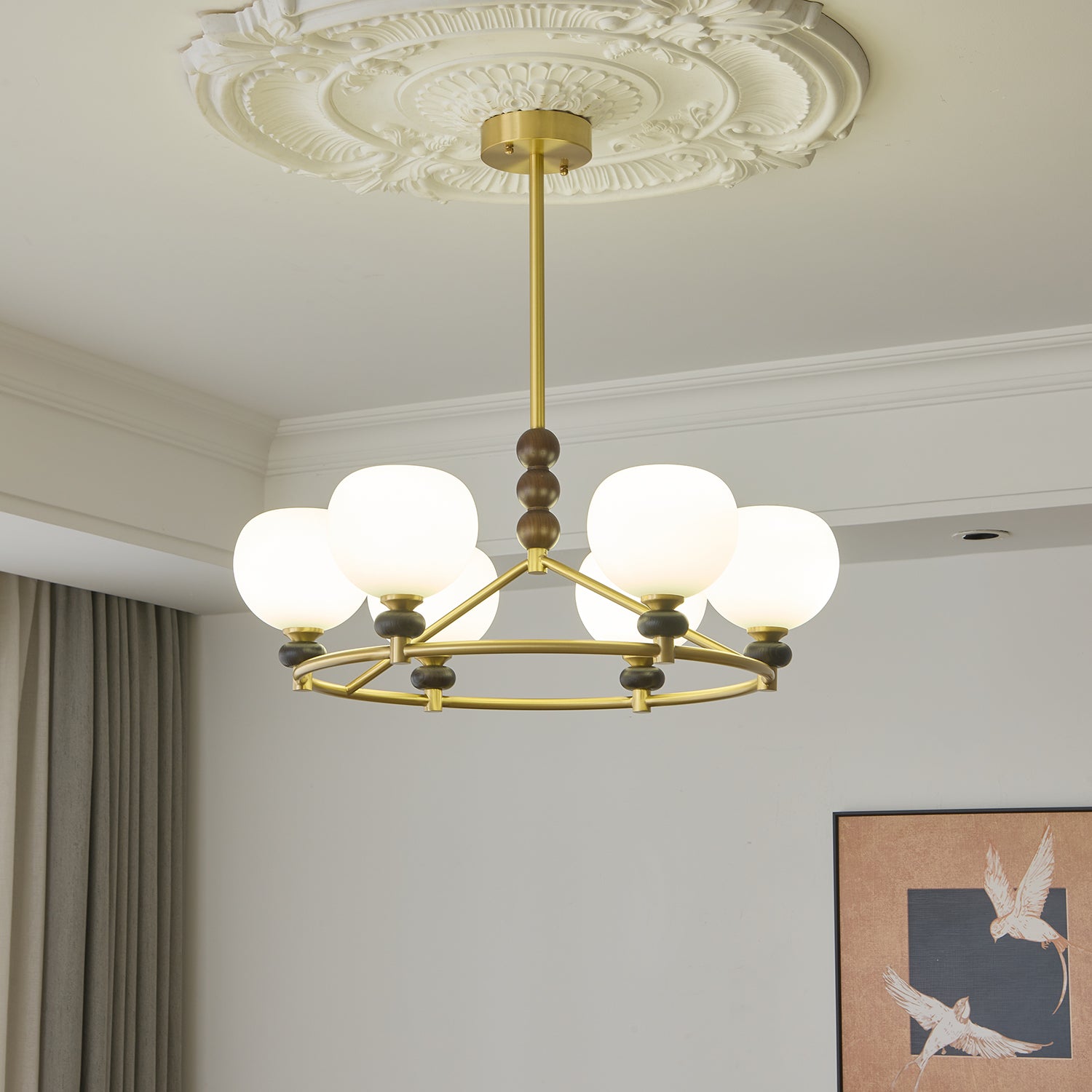 Nydoriel Premium Nordic Art Brass Wood Chandelier