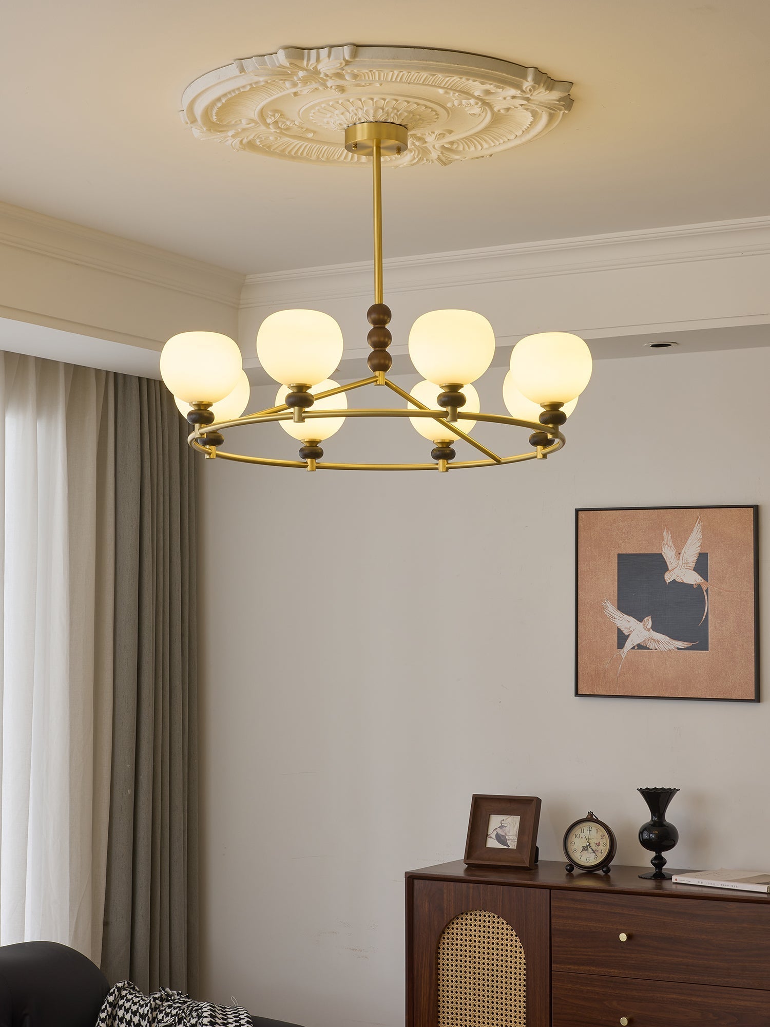 Nydoriel Premium Nordic Art Brass Wood Chandelier
