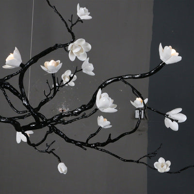 Fioeiel Chandelier Ceramic Flower Black Branch
