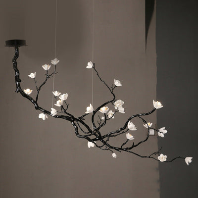 Fioeiel Chandelier Ceramic Flower Black Branch