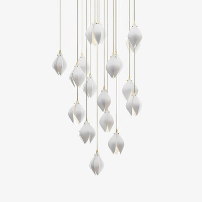 Lustra Pendant Lamp White Floral Ceramic - Neutral Decor