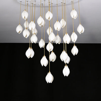Lustra Pendant Lamp White Floral Ceramic - Neutral Decor