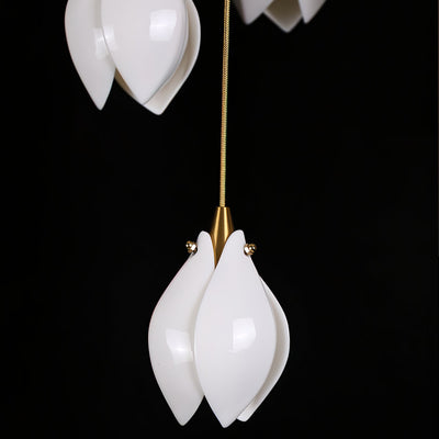 Lustra Pendant Lamp White Floral Ceramic - Neutral Decor