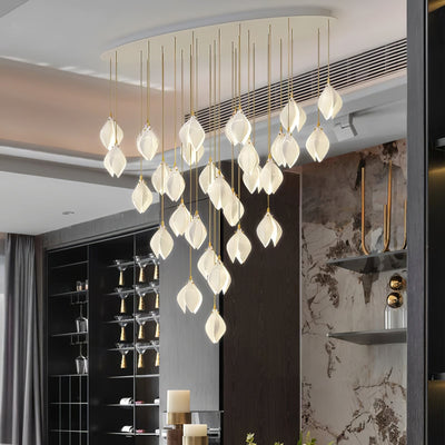 Lustra Pendant Lamp White Floral Ceramic - Neutral Decor