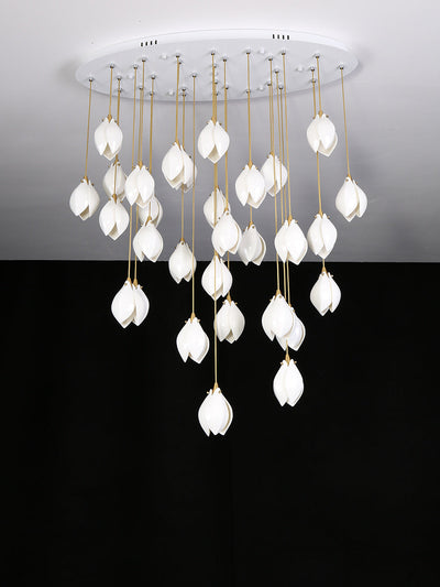 Lustra Pendant Lamp White Floral Ceramic - Neutral Decor