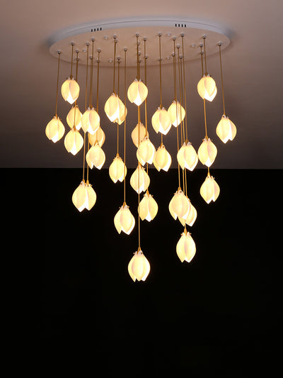 Lustra Pendant Lamp White Floral Ceramic - Neutral Decor
