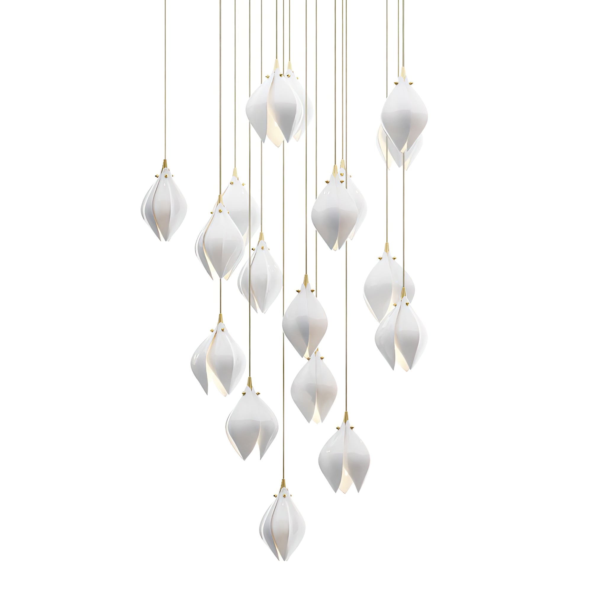 Lustra Pendant Lamp White Floral Ceramic - Neutral Decor