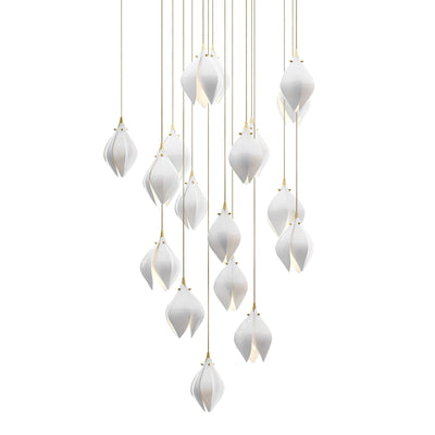 Lustra Pendant Lamp White Floral Ceramic - Neutral Decor
