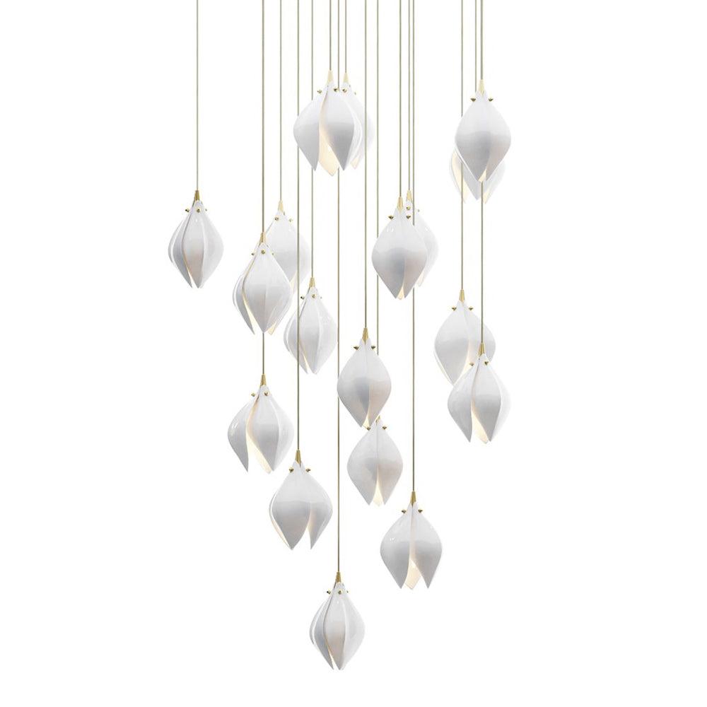 Lustra Pendant Lamp White Floral Ceramic - Neutral Decor