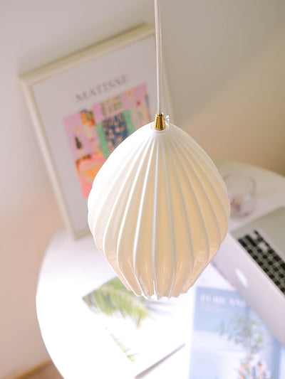Virove Pendant Lamp Ceramic Ribbed Bone China Elegant