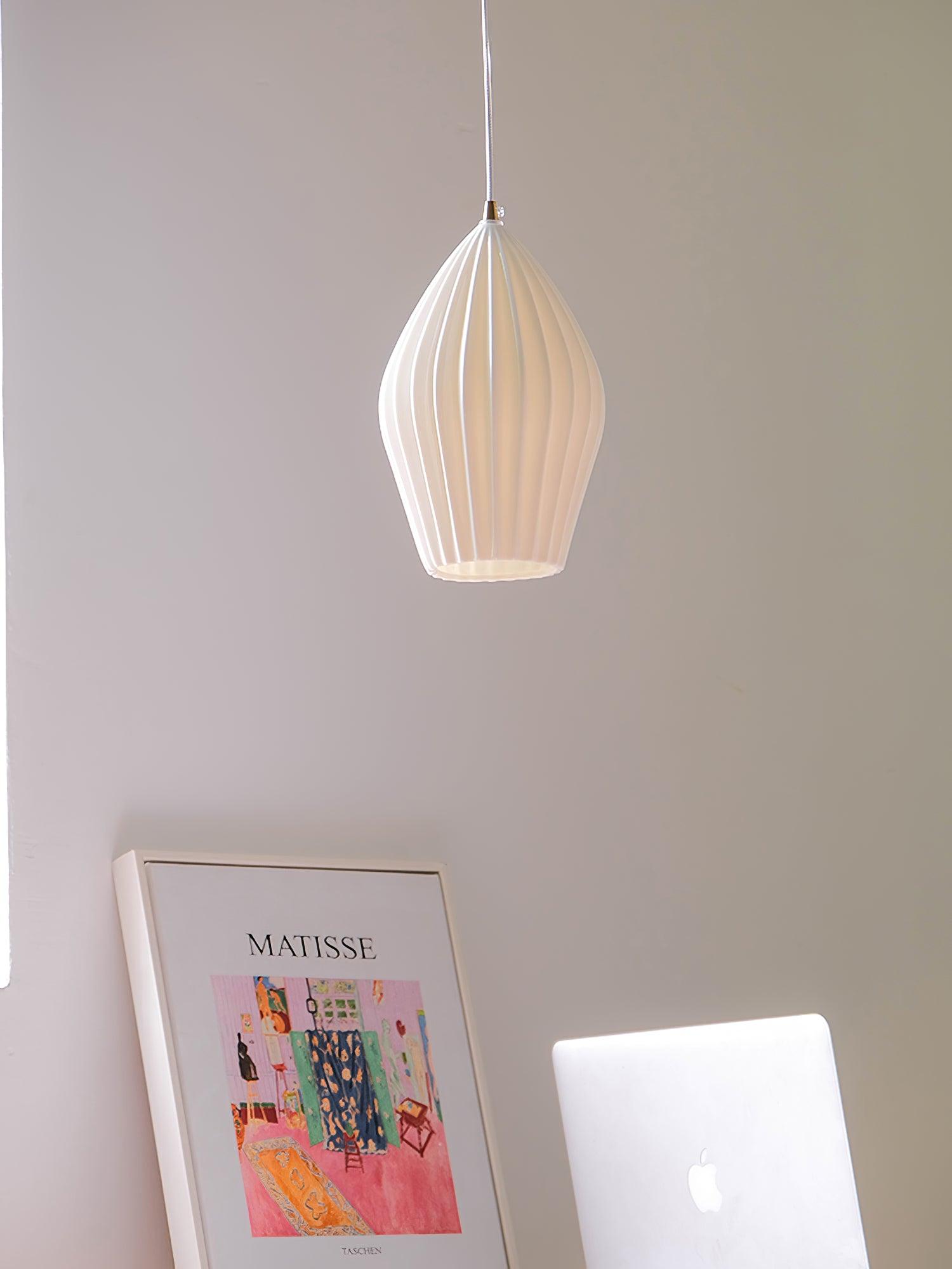 Virove Pendant Lamp Ceramic Ribbed Bone China Elegant