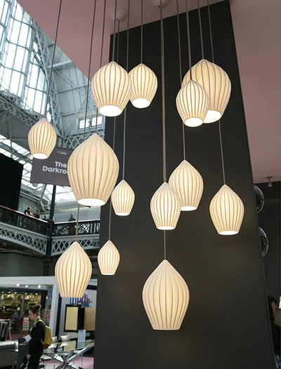Virove Pendant Lamp Ceramic Ribbed Bone China Elegant