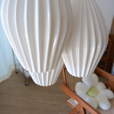 Virove Pendant Lamp Ceramic Ribbed Bone China Elegant