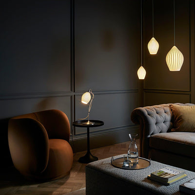 Virove Pendant Lamp Ceramic Ribbed Bone China Elegant