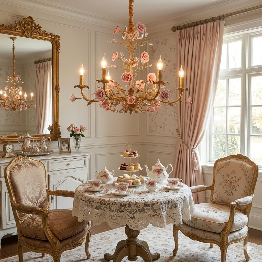 Ceramic Rose Vine Chandelier