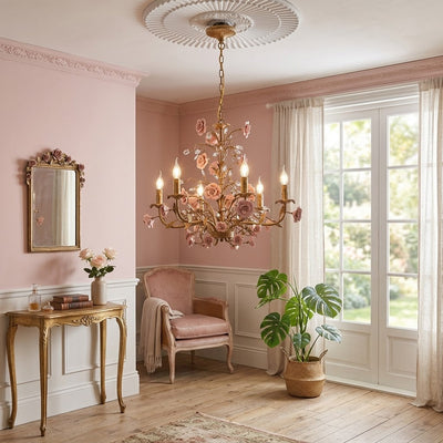 Ceramic Rose Vine Chandelier