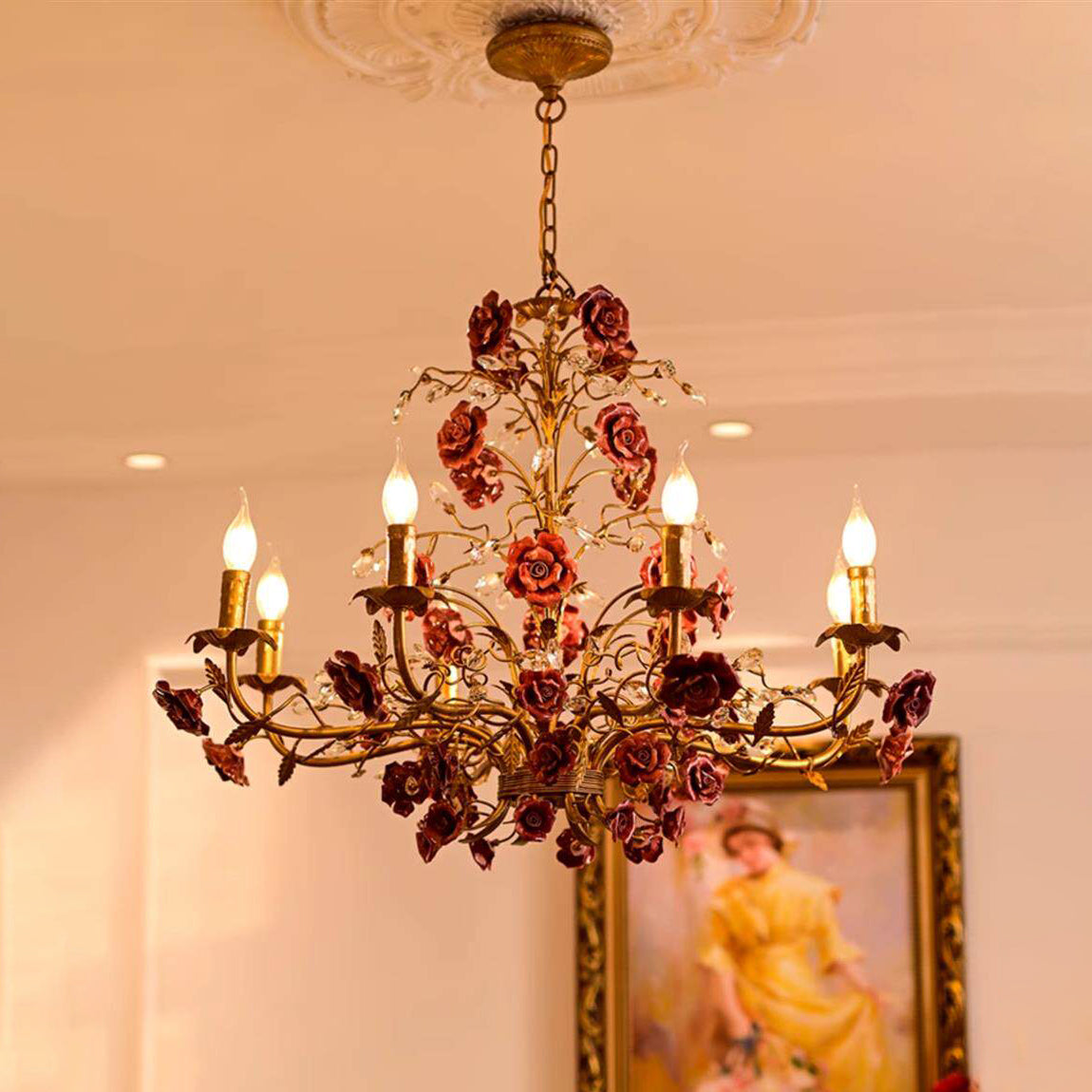 Ceramic Rose Vine Chandelier