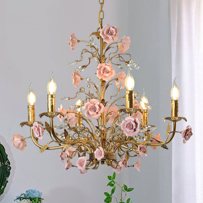 Ceramic Rose Vine Chandelier