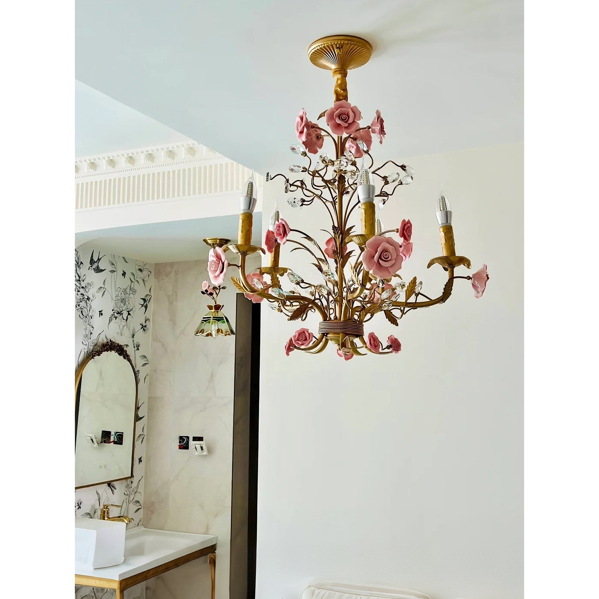 Ceramic Rose Vine Chandelier