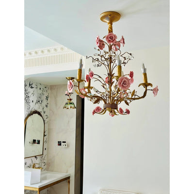 Ceramic Rose Vine Chandelier