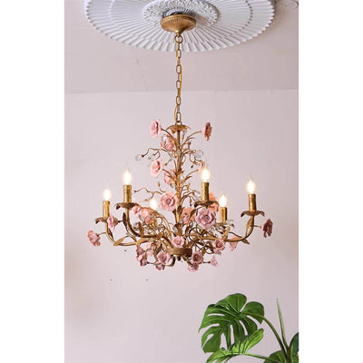Ceramic Rose Vine Chandelier