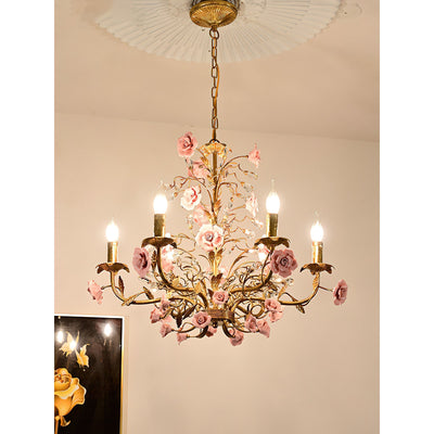 Ceramic Rose Vine Chandelier