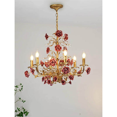 Ceramic Rose Vine Chandelier