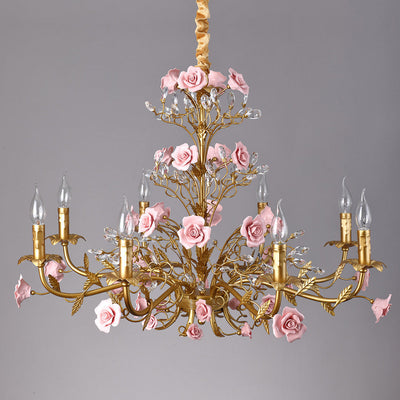Ceramic Rose Vine Chandelier