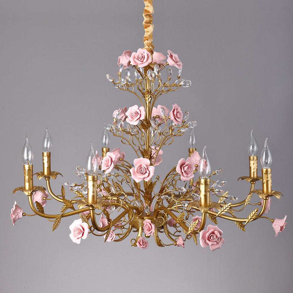 Ceramic Rose Vine Chandelier