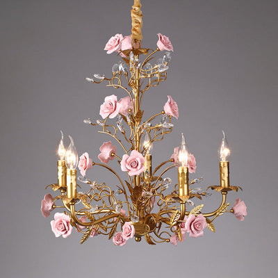 Ceramic Rose Vine Chandelier