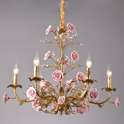 Ceramic Rose Vine Chandelier