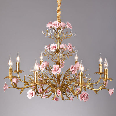 Ceramic Rose Vine Chandelier