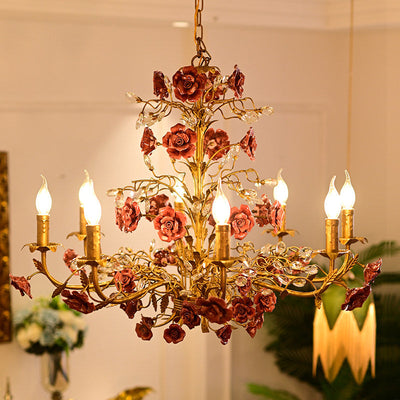 Ceramic Rose Vine Chandelier