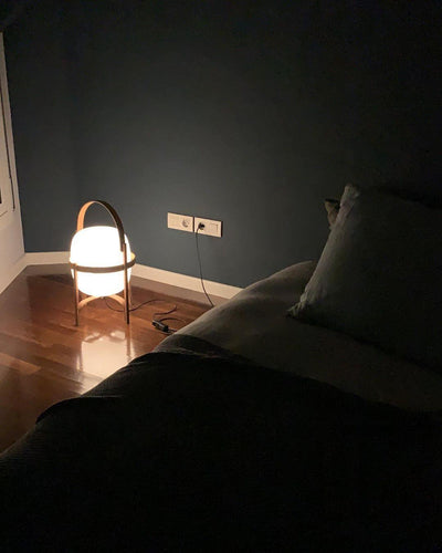 Lethra Wood Glass Table Lamp