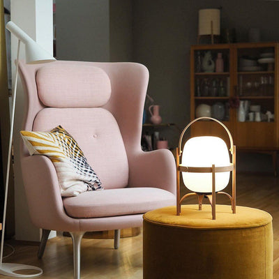 Lethra Wood Glass Table Lamp