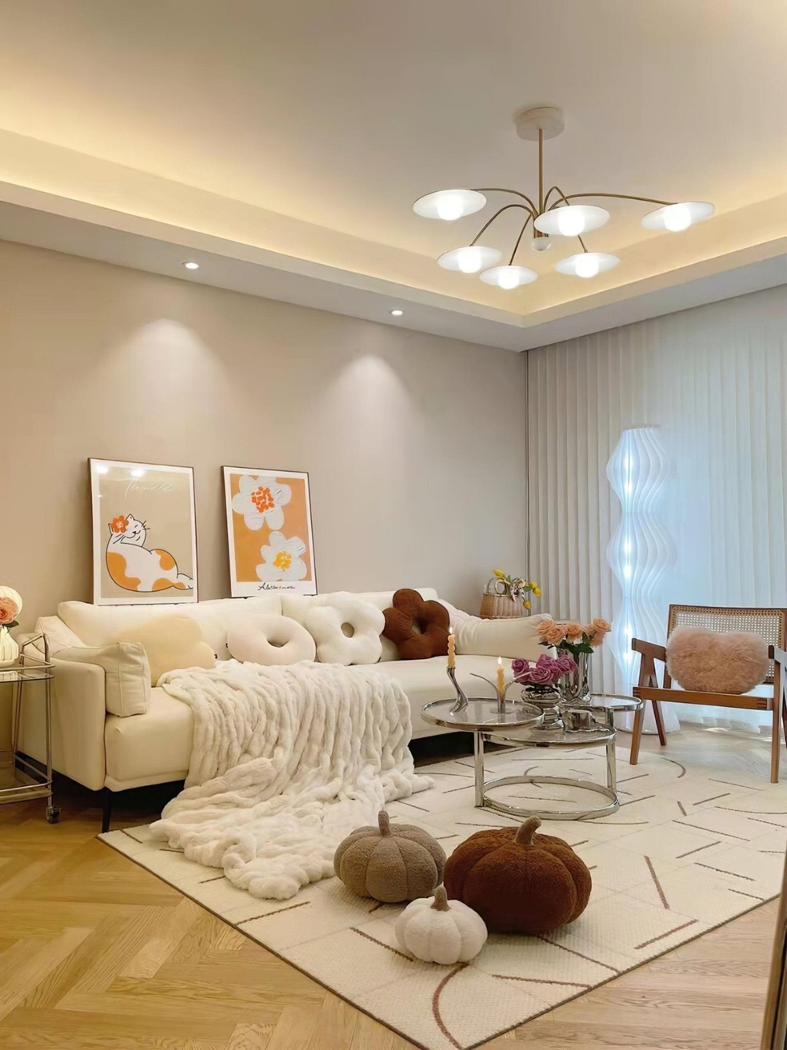 Lark Chandelier with Art Deco-Inspired Mushroom