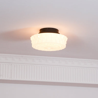 Solara Ceiling Lamp White Glass Floral for Living Room - Neutral Decor