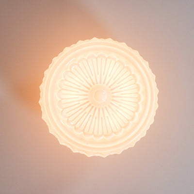 Solara Ceiling Lamp White Glass Floral for Living Room - Neutral Decor