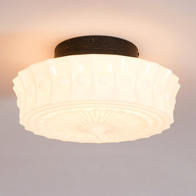 Solara Ceiling Lamp White Glass Floral for Living Room - Neutral Decor