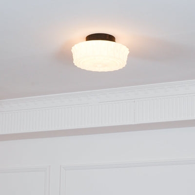 Solara Ceiling Lamp White Glass Floral for Living Room - Neutral Decor