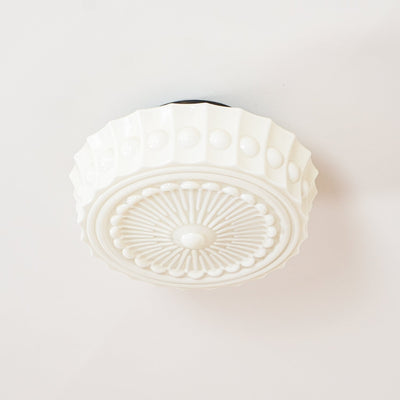 Solara Ceiling Lamp White Glass Floral for Living Room - Neutral Decor