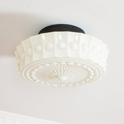 Solara Ceiling Lamp White Glass Floral for Living Room - Neutral Decor