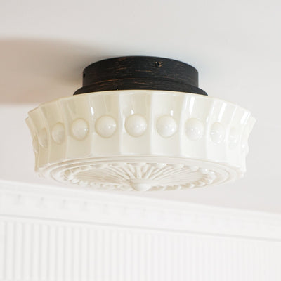 Solara Ceiling Lamp White Glass Floral for Living Room - Neutral Decor