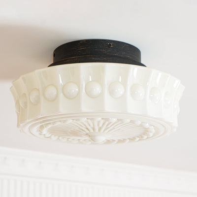 Solara Ceiling Lamp White Glass Floral for Living Room - Neutral Decor